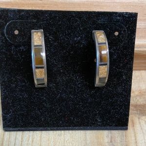 Earrings, sterling silver and natural stone